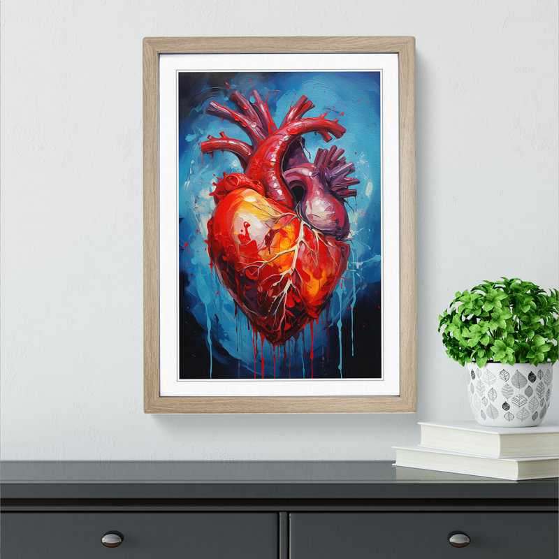 Anatomical Heart Action Painting - Framed Print
