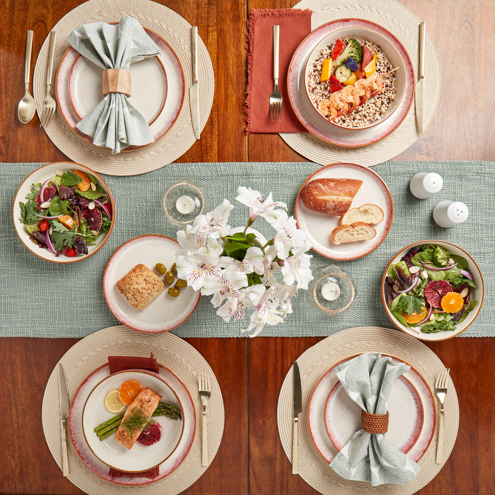 Hanover Stoneware Dinnerware Set, Red