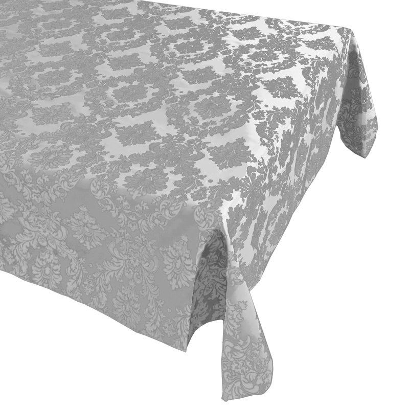 Damask Tablecloth, White, 48" x 48"