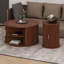 Ensemble de 2 tables basses Mid-Century, rondes en bois avec porte tambour-120133618