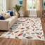 Tapis de salle à manger lavable moderne à motif de feuilles antidérapantes pliable et résistant aux taches-636651879