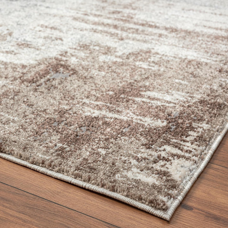 Luxe Weavers Rug 7680 Abstract Persian-Rugs Stain Resistant, Machine-Made, Brown, Runner 2' x 7'