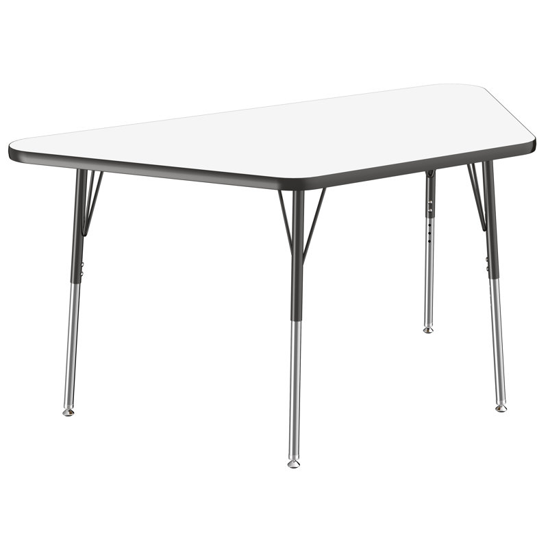 Table d'activité trapézoïdale effaçable à sec avec pieds réglables, 30 po x 60 po, Tableau blanc / noir