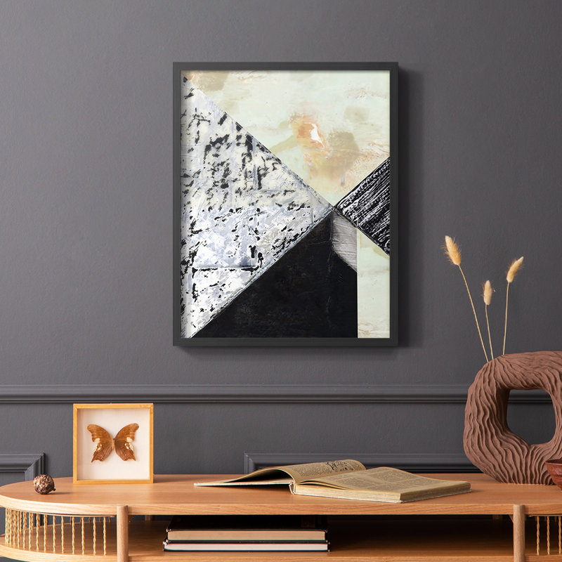 «Tiles & Texture Abstract Angles I», reproduction encadrée - bois massif, H 14 po x l 11 po, Noir