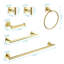 Porte-serviettes 6 pièces pour salle de bain, acier inoxydable, fixation murale or brossé, design moderne, corrosion, acier facile à installer, accessoire de salle de bain, résistance à la rouille et aux égratignures, guide-158315757