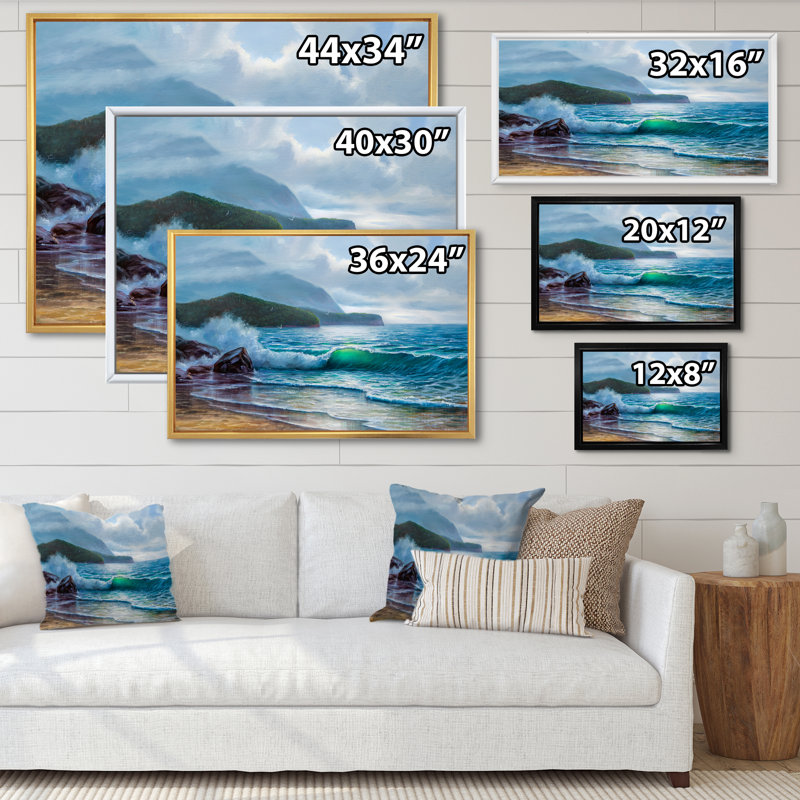 «Morning Sunlight On The Sea Waves», art mural nautique et côtier sur toile, H 34 po x l 44 po x P 1,5 po