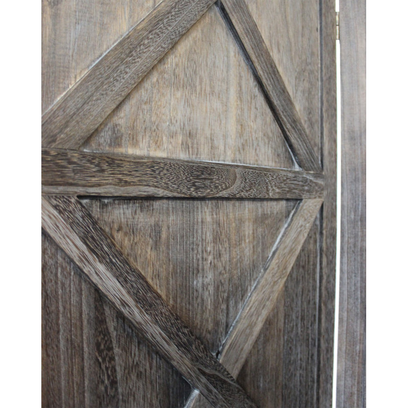 Rustic Dark Brown Wood 79'' Folding Room Divider