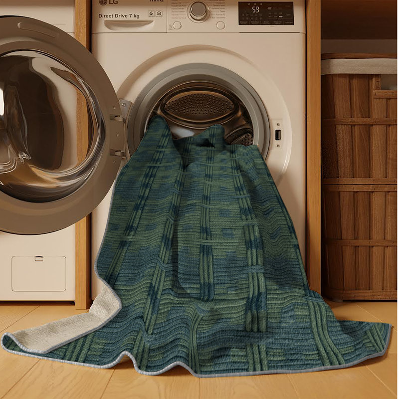 Machine Washable Trellis Gray Area Rug, Rectangle 7' x 9'