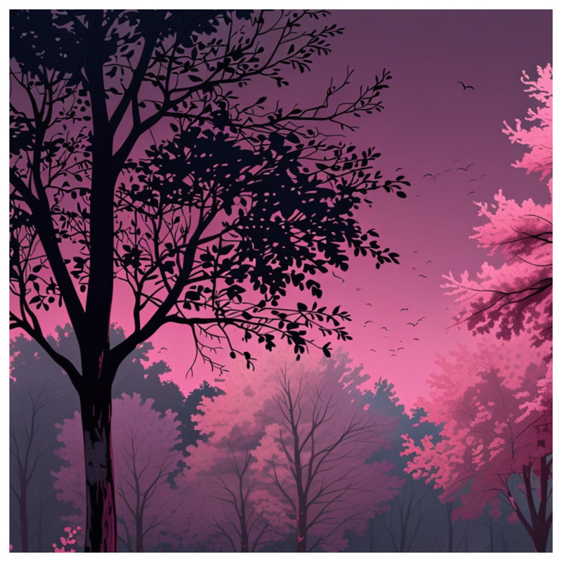 Forêt rose avec couvertures de cerf, 50in W x 60in H