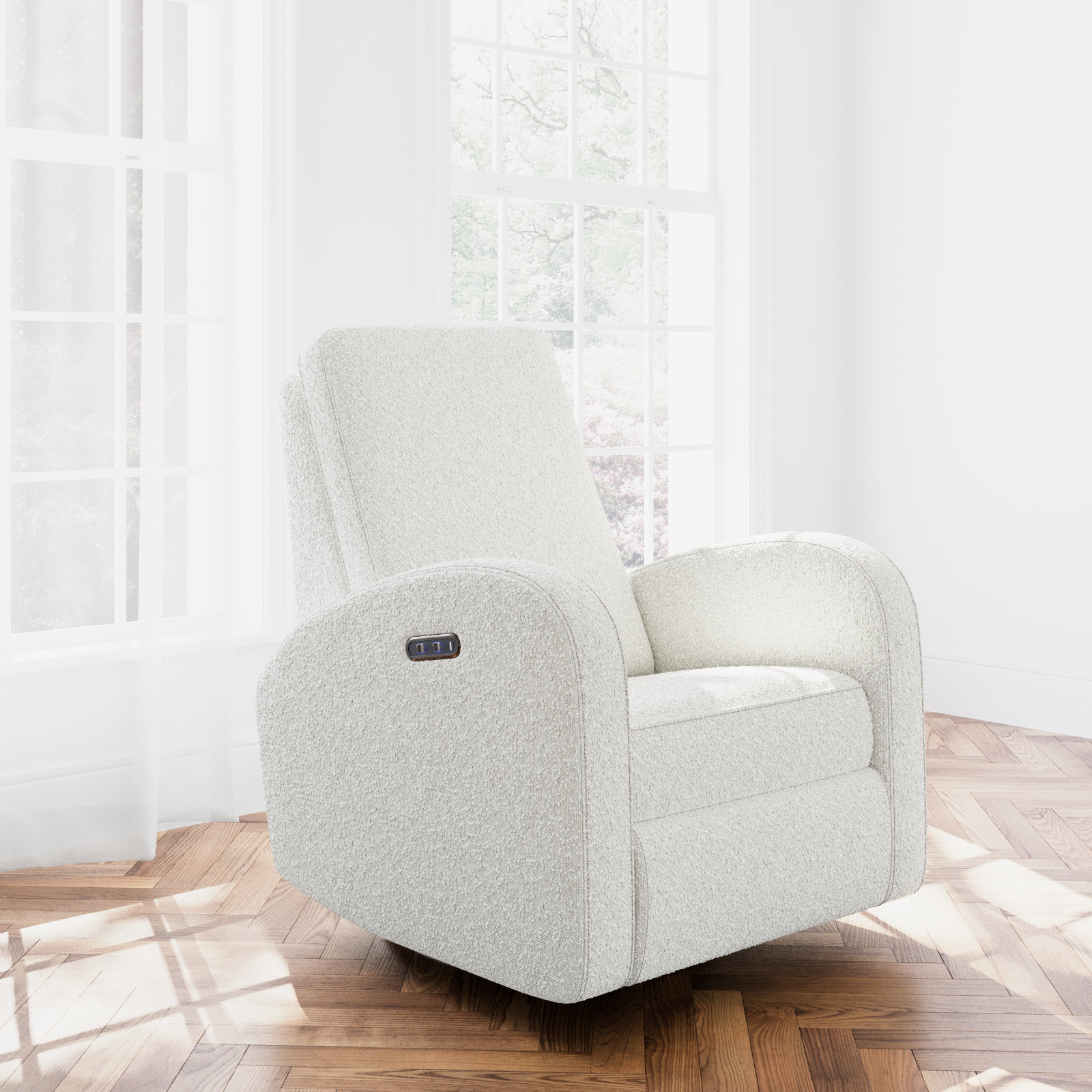 Santa Monica Swivel Glider, Ivory Boucle