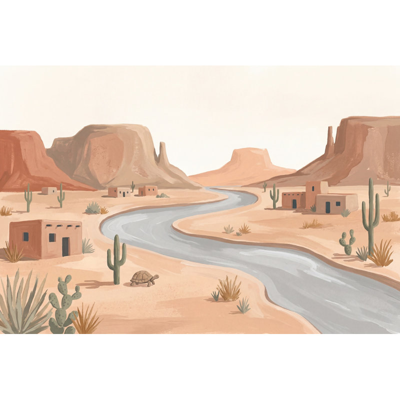 Papier peint paysage désertique de style sud-ouest amovible Mesas And Buttes, 100 po x 96 po, Peler et coller