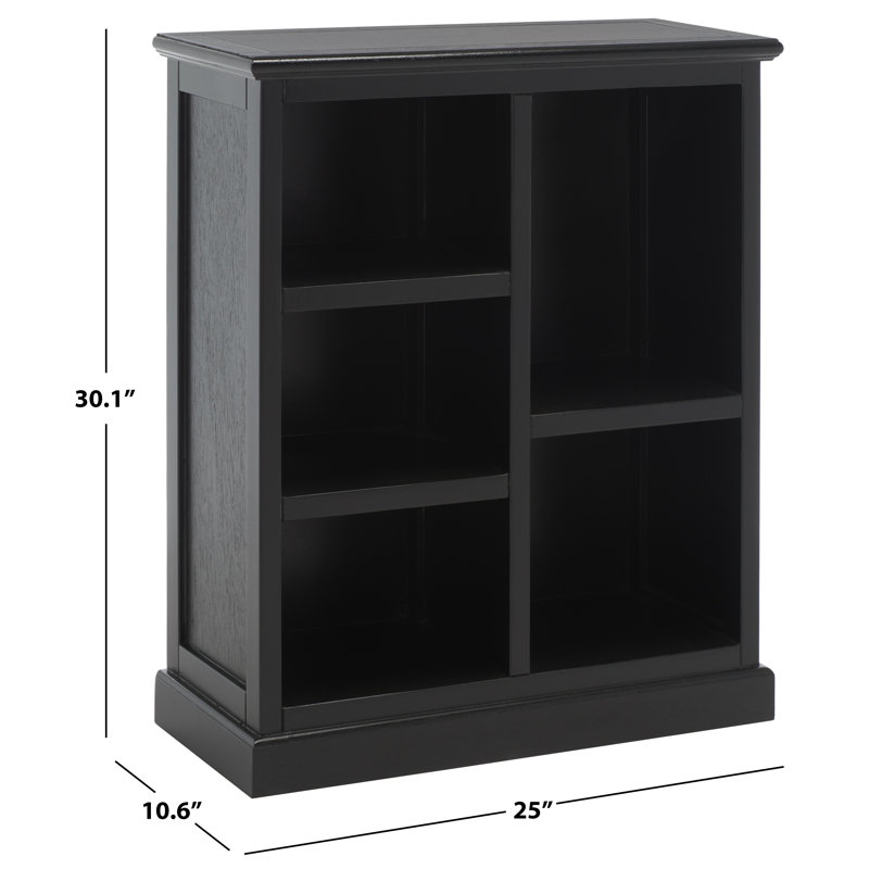 Aoting 30.1" H x 25" W Solid Wood Standard Bookcase, Black
