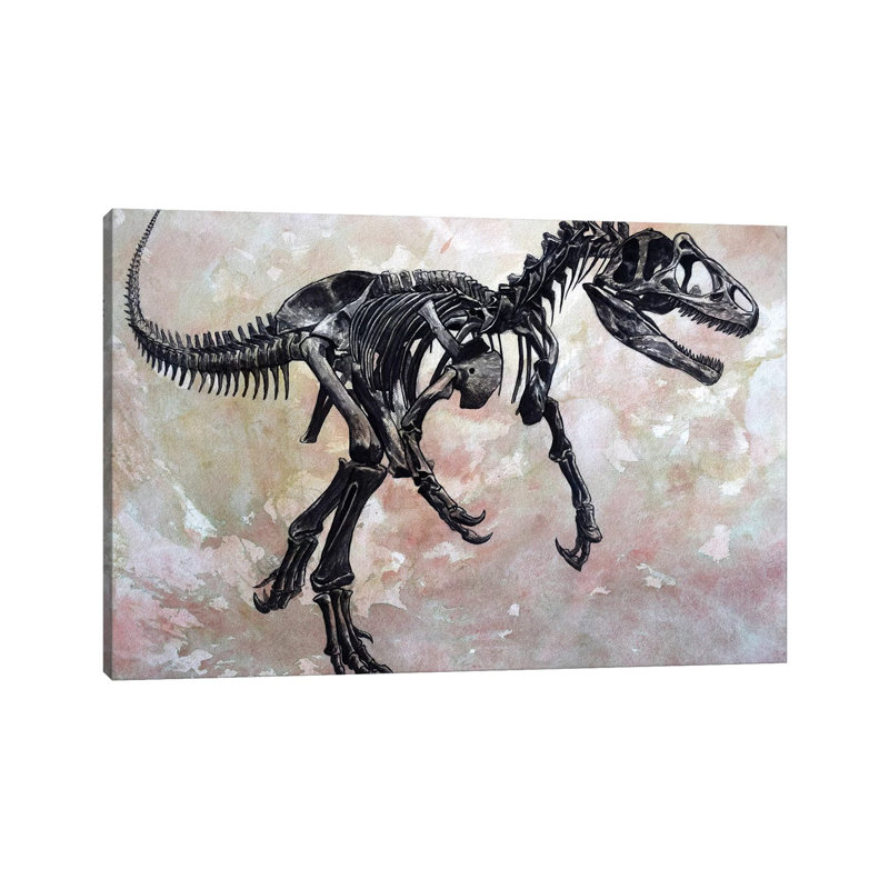 «Allosaurus Dinosaur Skeleton» par Harm Plat - peinture sur toile tendue, H 8 po x l 12 po x P 0,75 po