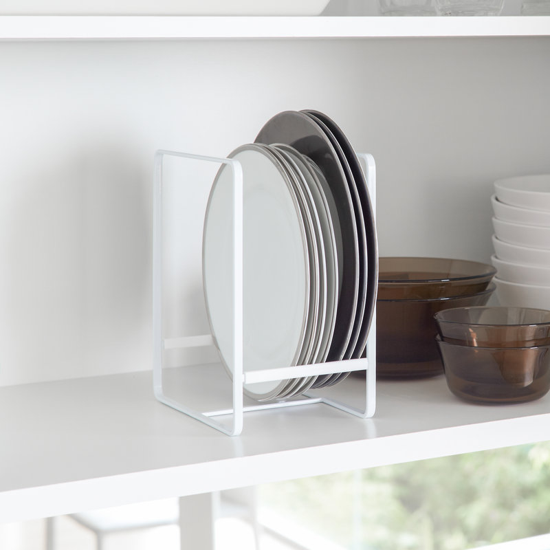 Yamazaki Home Plate Rack/Dish Stand/Dish Storage/Plate Holder, Large, Steel, Large, White