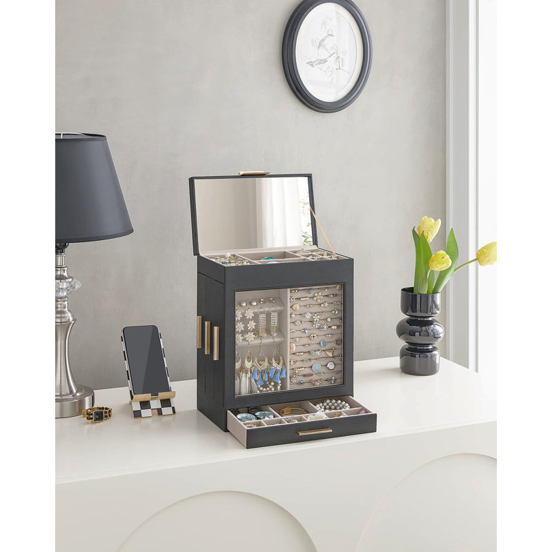 Wood Jewellery Box +, Black/Golden