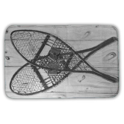 Vintage wood snowshoes Bath Mat with Non-Slip Backing - Quick Dry Memory Foam Bathroom Rug - Absorbent - Modern Plush Spa-Style - Machine Washable
