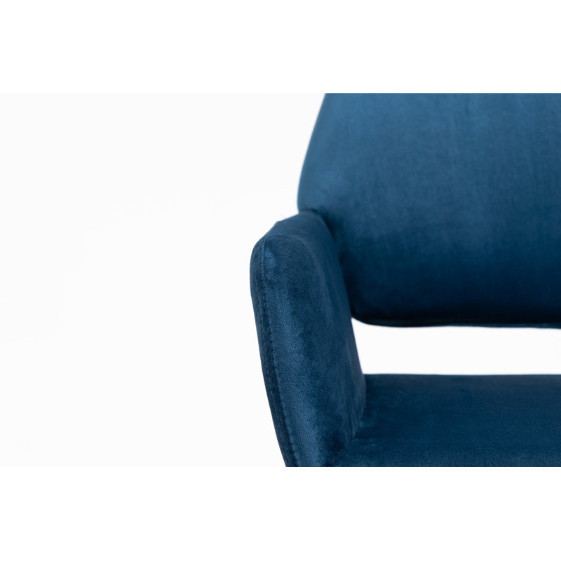 Chaise rembourrée en velours à dossier ouvert, Bleu
