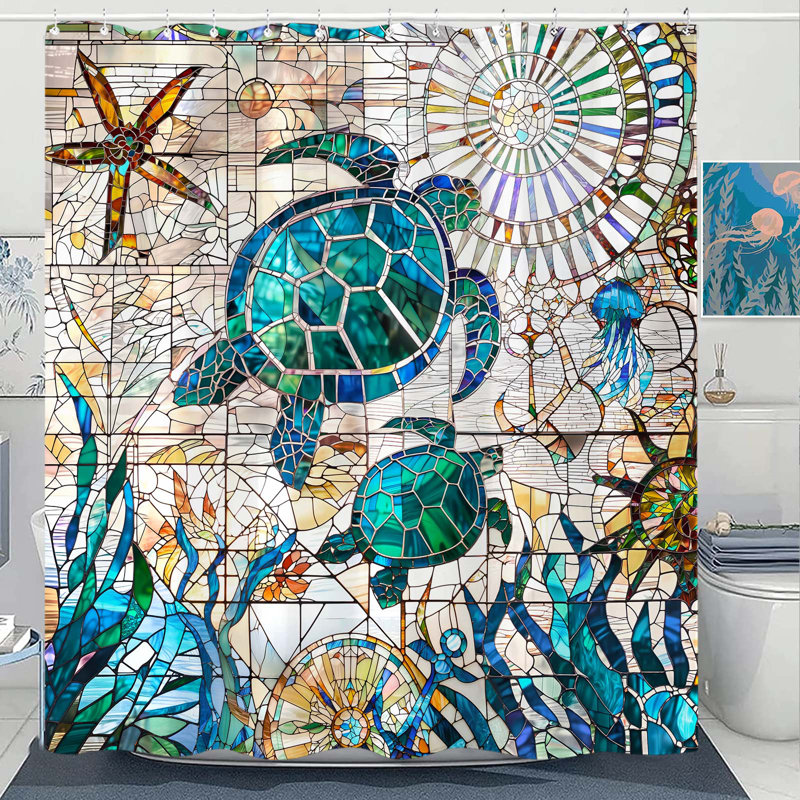 Rideau de douche Nautical Sea Turtle 