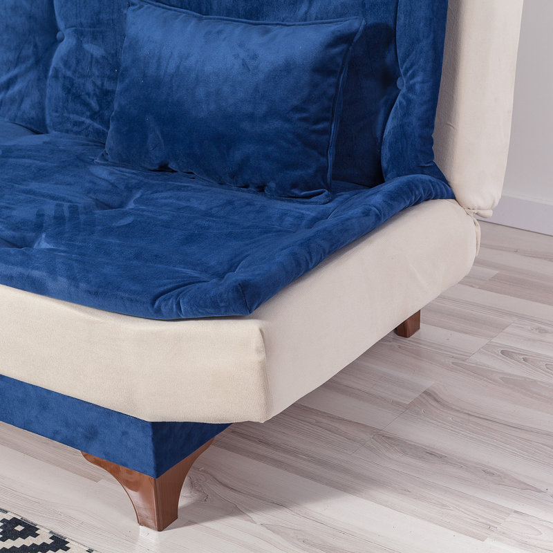 Cropsey 74.8" Armless Sleeper, Dark Blue/Cream Polyester