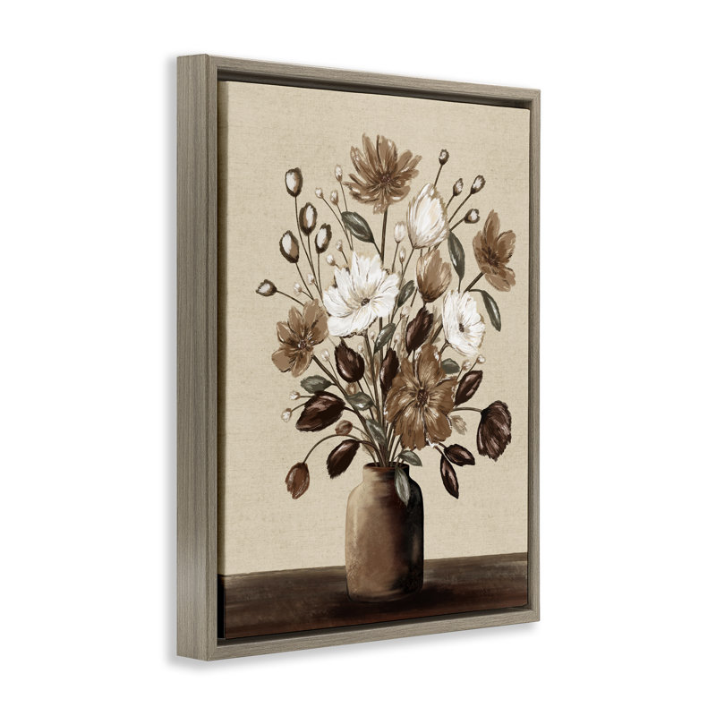 Cadre flottant dans un vase Mocha, design par Kristen Dalpiaz, H 31 po x l 25 po, Cadre flottant orme Montalcino