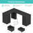 L-Shaped Executive Desk With Built-In Outlets, 66 Inch Office Desk With Drawers, White-974881572