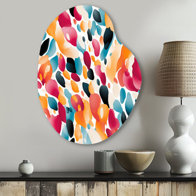 Cristyn - Abstract Asymmetrical Metal Wall Art, Magenta Unique Shape Metal Art Print