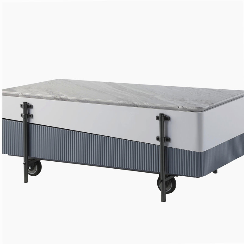 Table basse grise et blanche avec plateau relevable