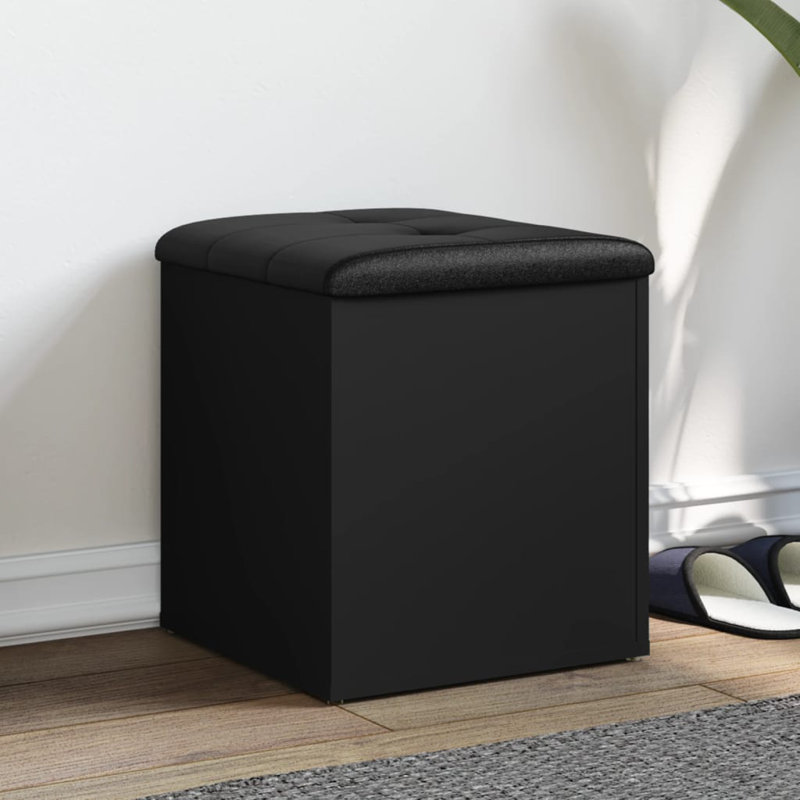 Engineered Wood Storage Bench, 45 cm H x 42 cm L x 42 cm D, Black