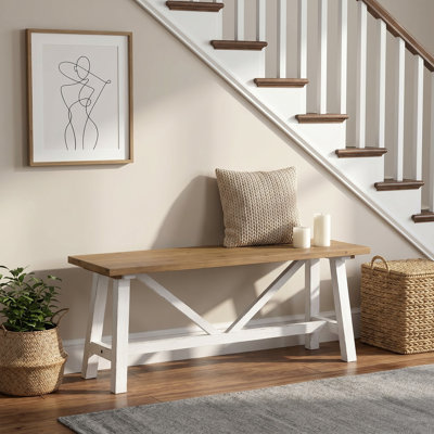 Petit banc court en bois massif Fawaka