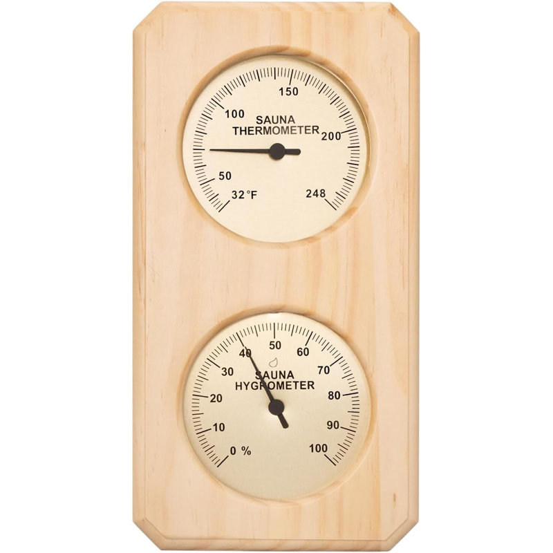 Sauna Thermometer with Hygrometer in Wooden Frame