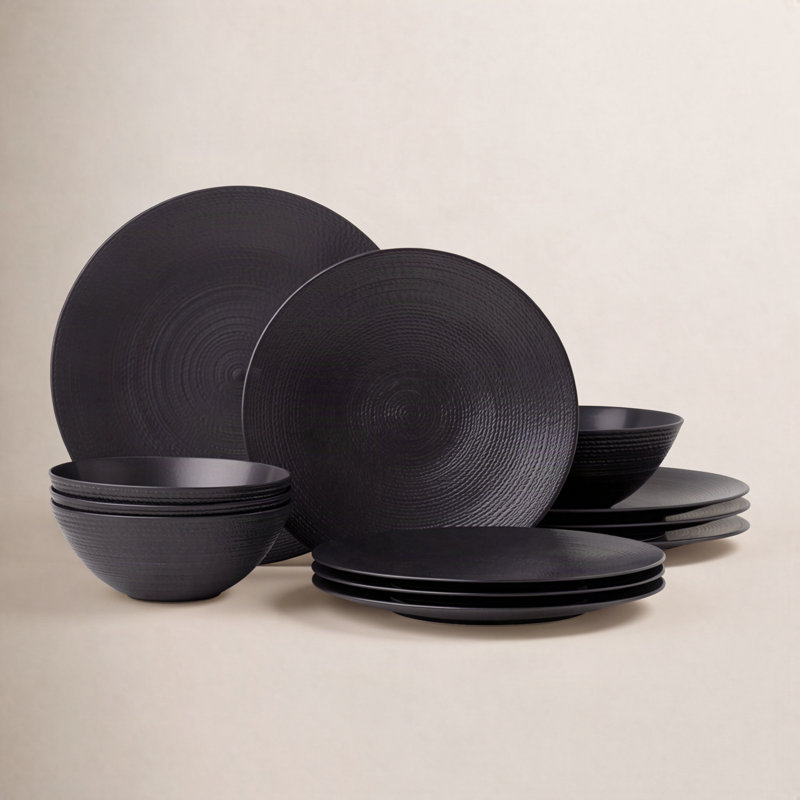 Lenox LX Collective Porcelain Dinnerware Set - Service for 4, Black
