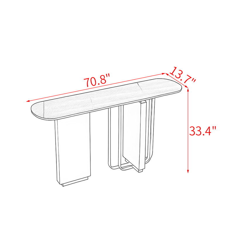 Console Modern Luxury, Blanc / beige, H 33,4 po x l 70,8 po x P 13,7 po