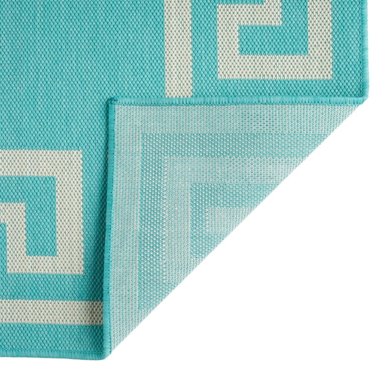 Teal Rectangle Polypropylene 7'10"x10' Rug