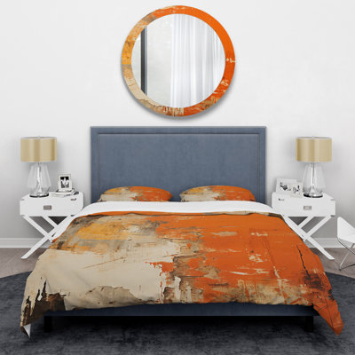 Orange Abstract Fire Chaos Art II - Abstract Painting Duvet Cover Set