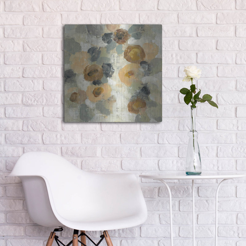 «Neutral Floral III» par Silvia Vassileva, art mural en métal, H 24 po x l 24 po