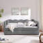 Lit de jour confortable en vichy avec deux tiroirs de rangement, avec port USB et adorable tissu en forme de vague-2142214613-2142214615