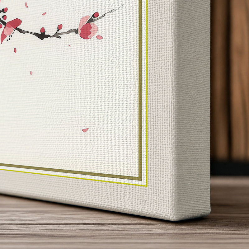 Spring Blossom Branch Japandi - Wrapped Canvas, 30x20 - 76.2 x 50.8 cm, Cream Border