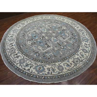 Tapis oriental fin en laine noué à la main 11 pi 8 po x 11 pi 8 po Heriz