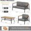 Ensemble de meubles de patio en métal 4 pièces avec table basse à 2 couches, ensembles de conversation de patio modernes avec coussins épais