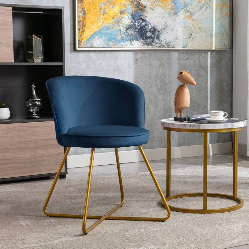 18.91'' H Velvet Upholstered Armchair, Blue, 2