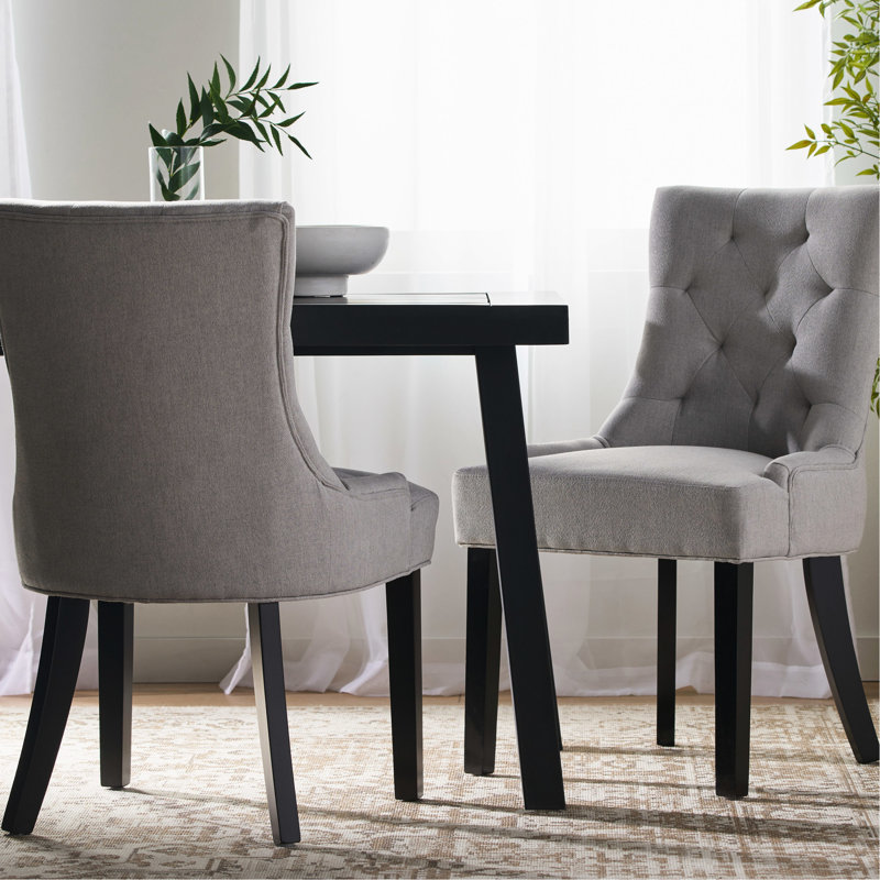 2 chaises de salle à manger grises - Point de diamant, structure en bois de 2 sièges contemporains gris