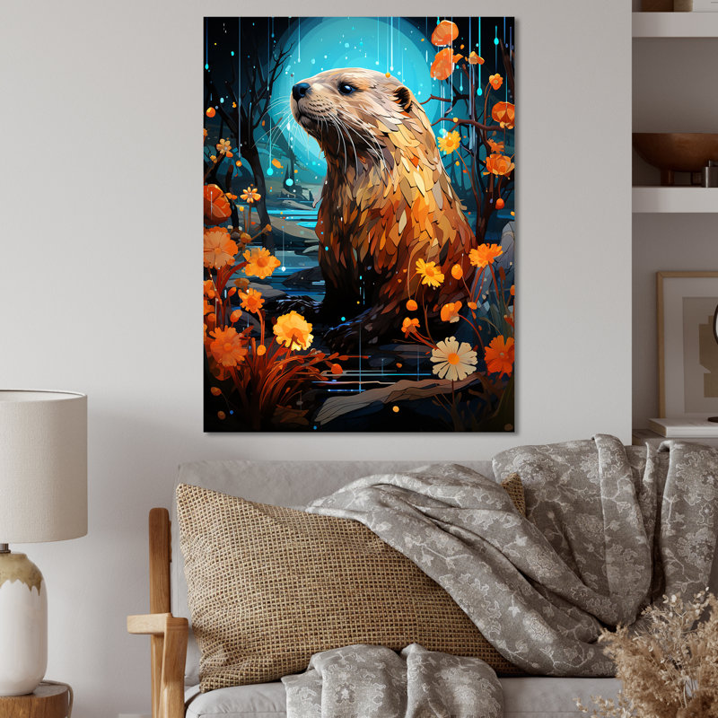 Orange orange futuriste Beaver Builder - art mural en métal Beaver, H 32 po x l 16 po x P 1 po