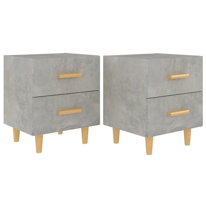 Jahleya 2 Drawer Bedside Table, Concrete Grey