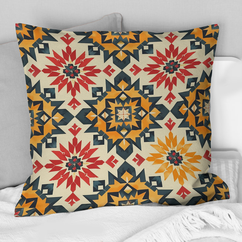 Coussin Red Aztec Tiles I - Tiles, H 16 po x l 16 po