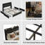 Cadre de grand lit avec tête de lit ergonomique, cadre de lit plateforme grand avec prises et chargeur, cadre de lit en métal grand avec tablette de rangement
