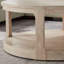 Grande table basse de 40 pouces à 2 niveaux avec cercle rond et centre traditionnel en bois, table ronde avec roues, table de style rustique Mid-Century
