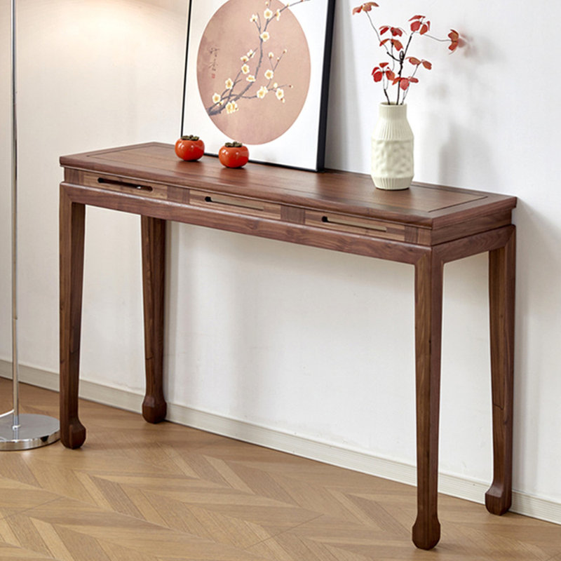 Console moderne simple rectangulaire brune, H 31,9 po x l 63 po x P 13,8 po