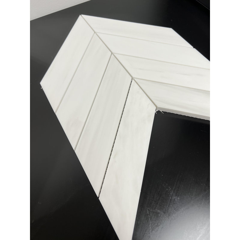 Carreau de mosaïque en marbre 2 po x 8 po Bianco Dolomite