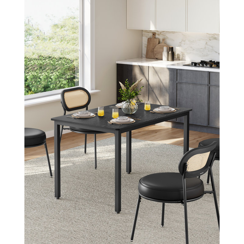 Adrey Metal Base Dining Table, Ebony Black