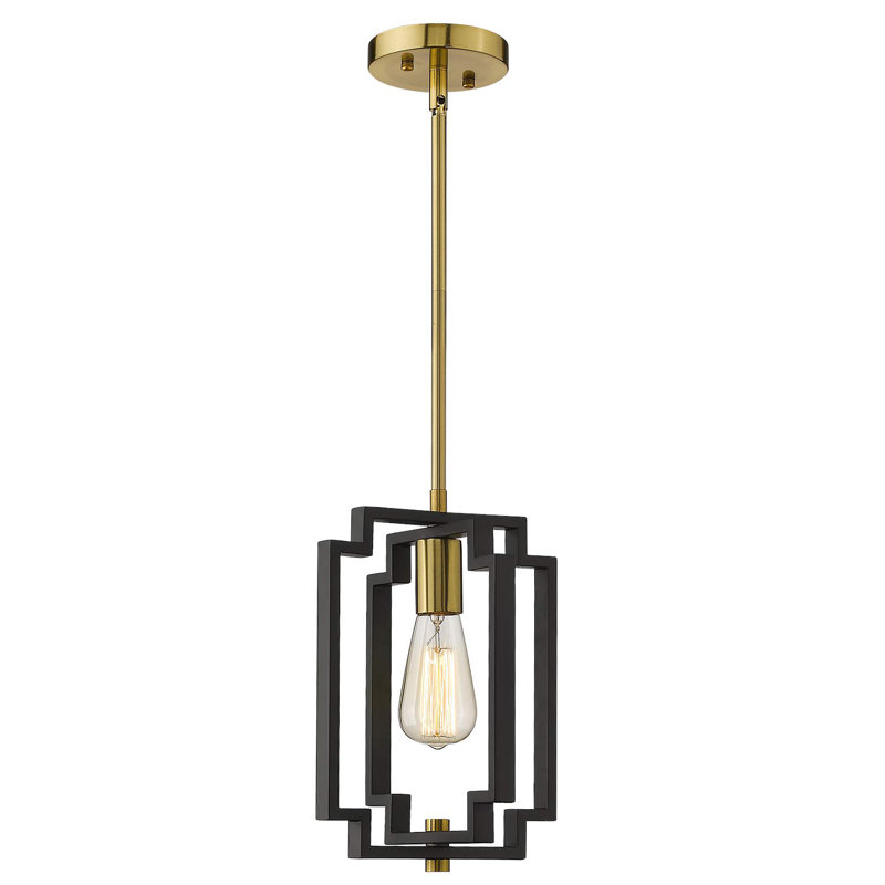 Luminaire suspendu 1 lumière noir et or Jyniah